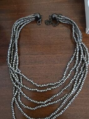 Multi-Strand Silver Beaded Necklace - Women's Jewelry